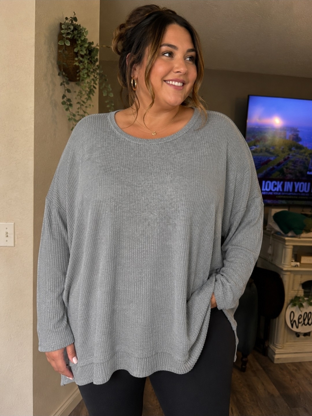 Zenana Outfitters Oversized Ribbed Pullover Sweatshirt-NWT